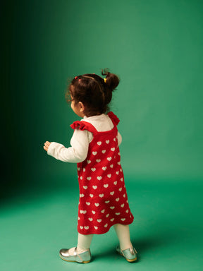 Red Heart Sweater Dress With Tee and Tights Somersault