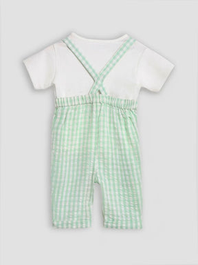 Carrots Cotton Tee & Gingham Dungaree Set