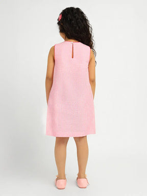 Strawberry Striped Cotton A-Line Dress