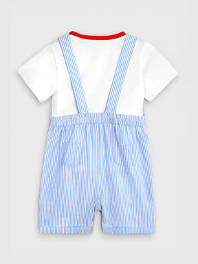 Broccoli Cotton Tee & Dungaree Set