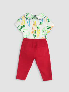 Happy Carrot Cotton Bodysuit & Pants Set