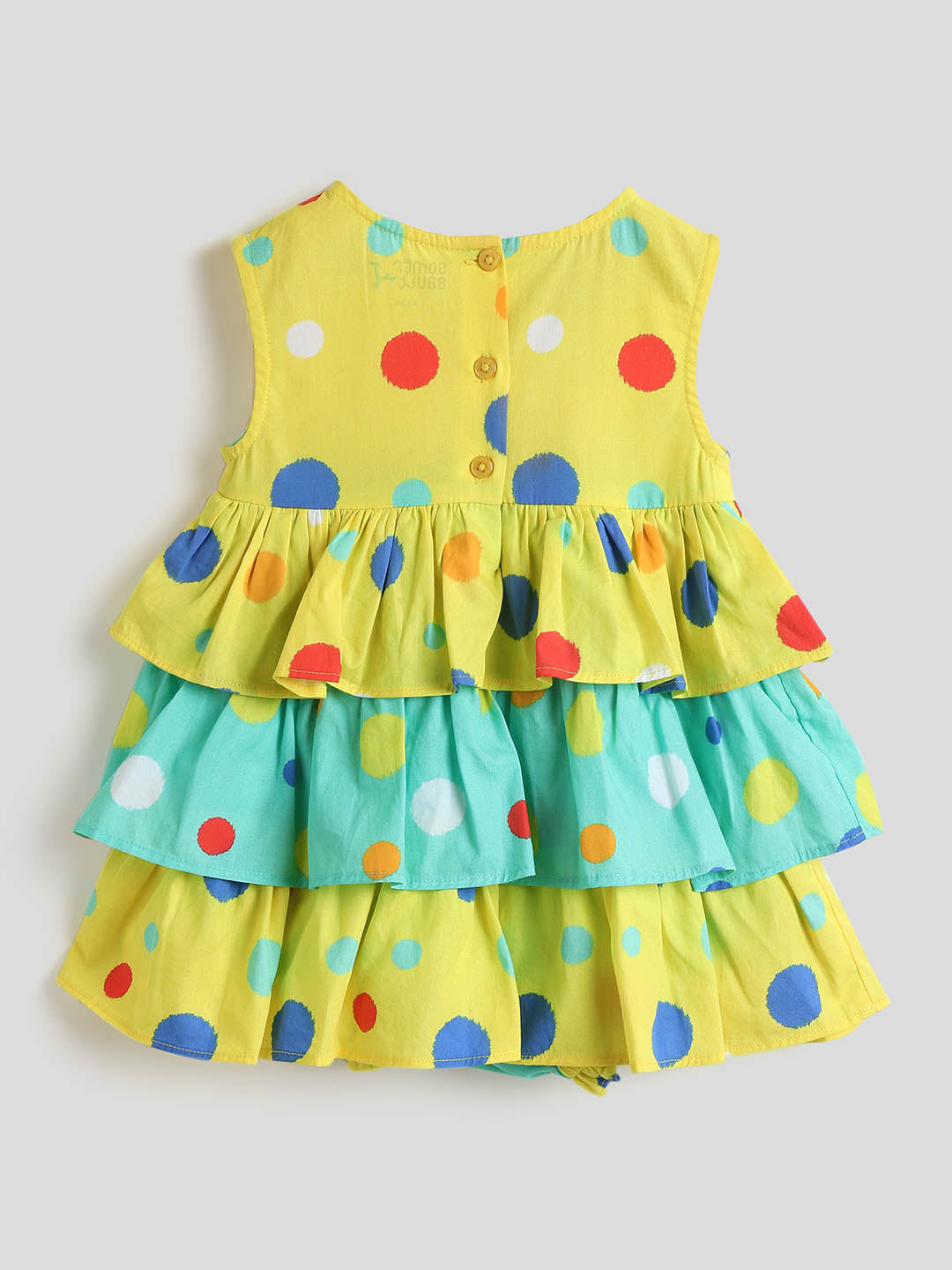 Polka Dot Tiered Cotton A-Line Dress