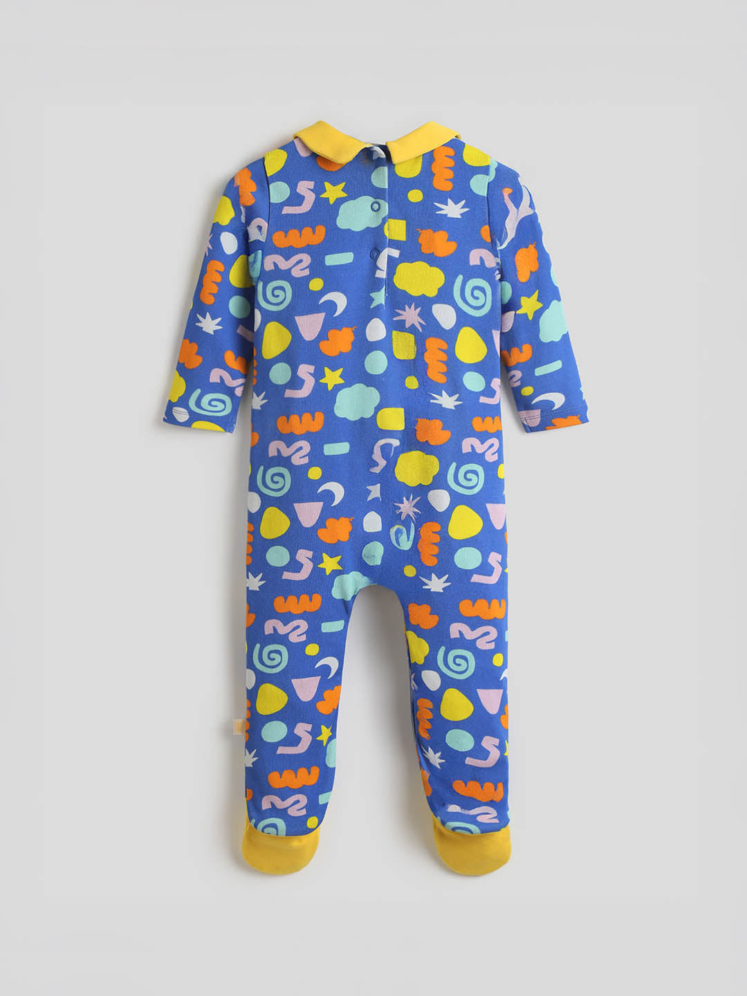 Playful Shapes Footed Cotton Sleepsuit - Blue