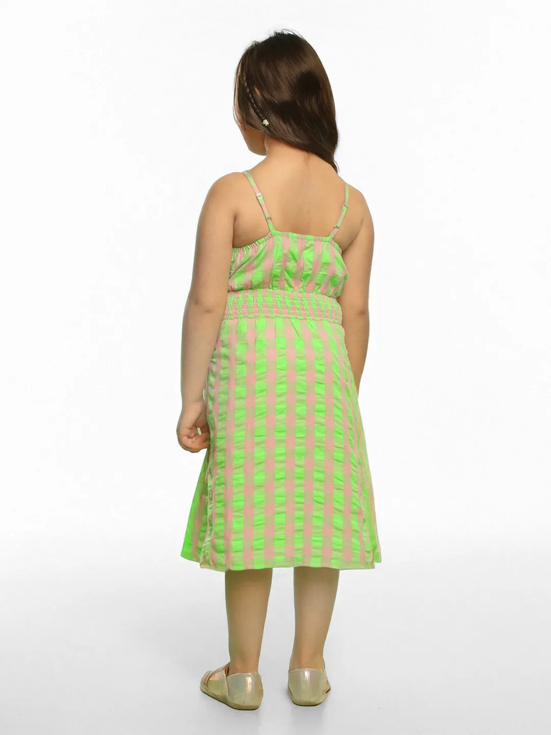 Guava Checked Cotton Fit & Flare Dress