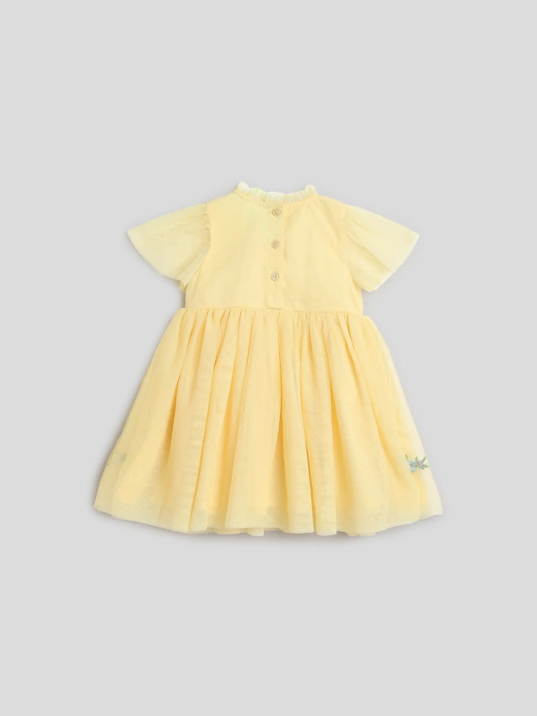 Yellow Embroidered Tulle Dress Somersault