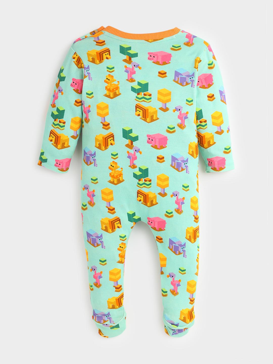 Pixel Jungle Cotton Sleepsuit with Mittens