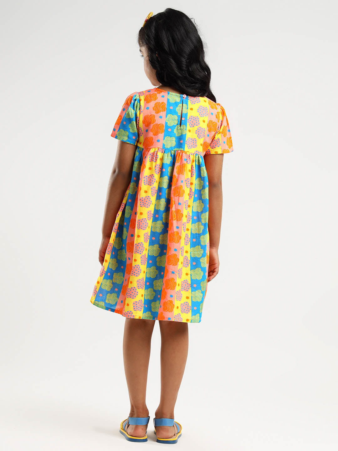 Abstract Daisy Cotton A-Line Dress