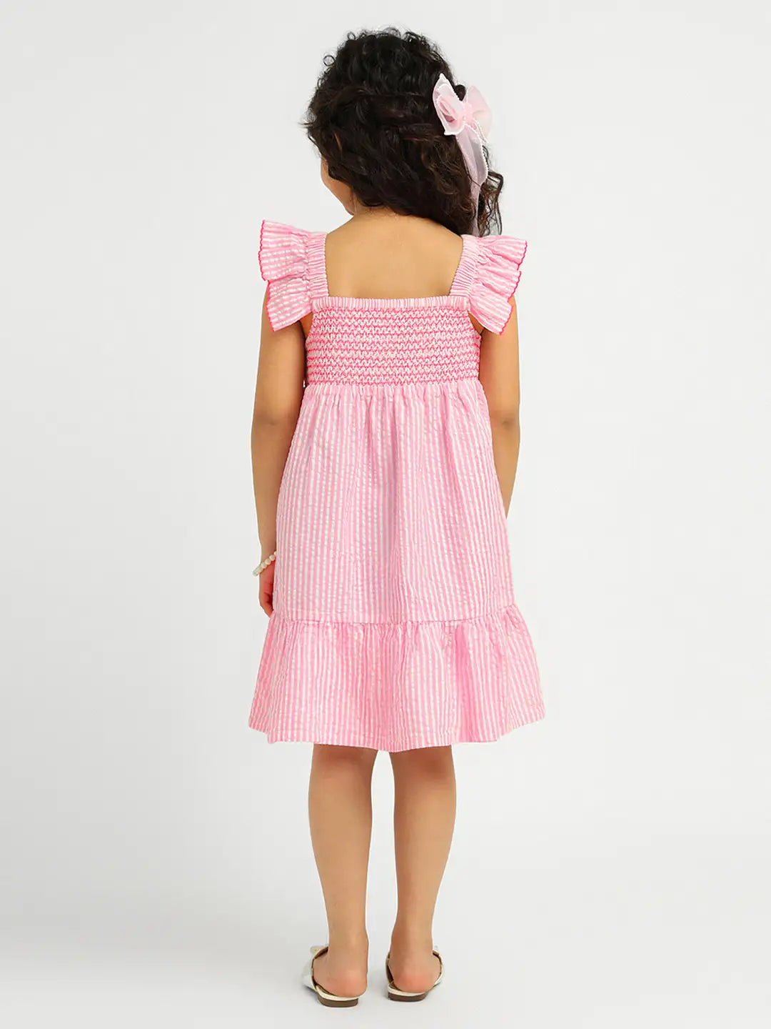 Strawberry Striped Cotton Smocked Tier Dress