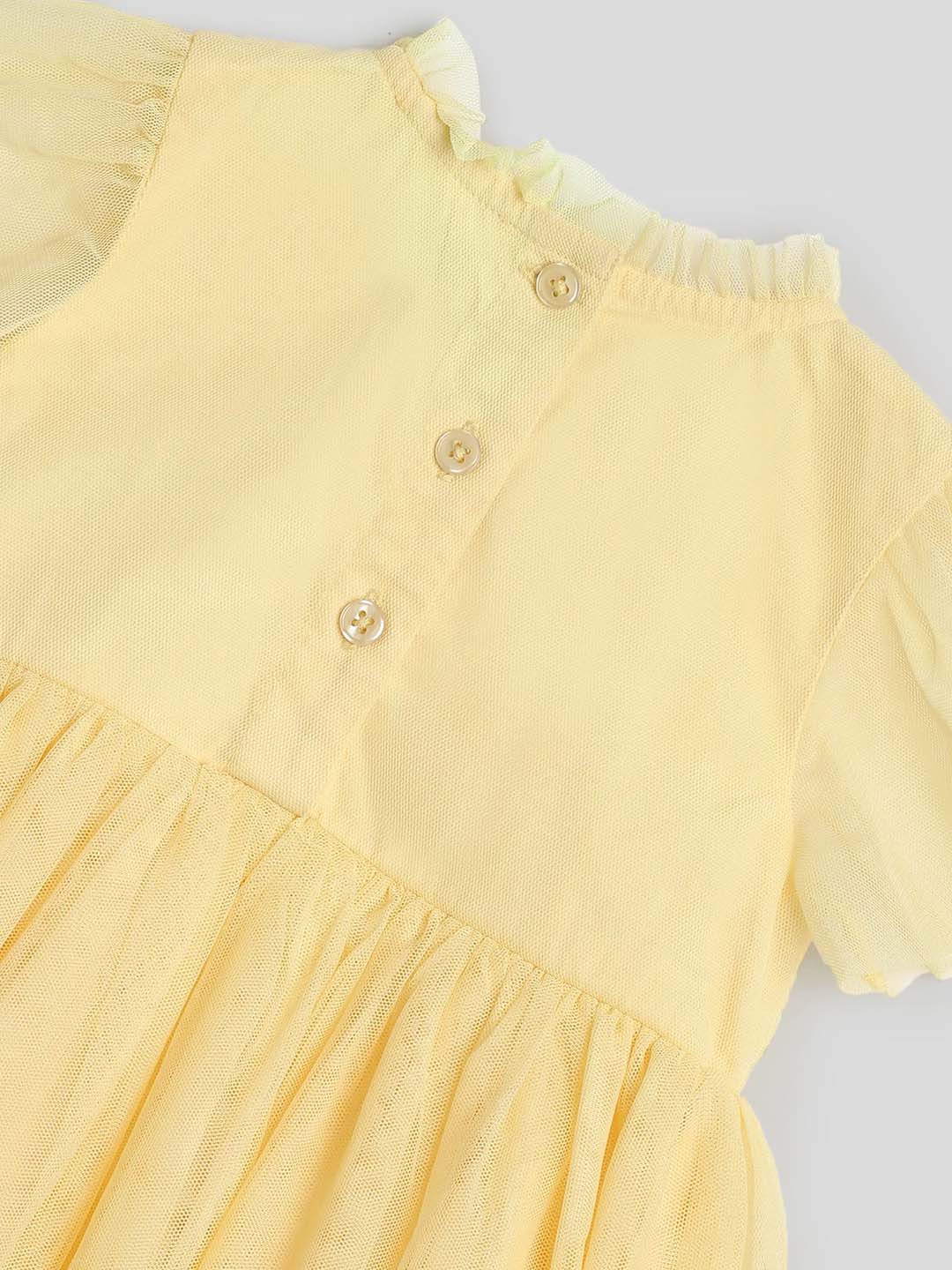 Yellow Embroidered Tulle Dress