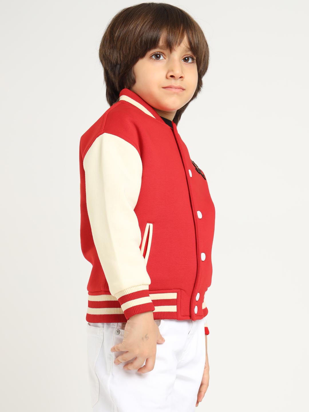 Red Champion Embroidered Varsity Jacket