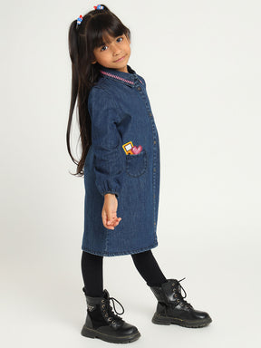 Gamer Girl Embroidered Denim Dress