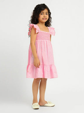 Strawberry Striped Cotton Smocked Tier Dress