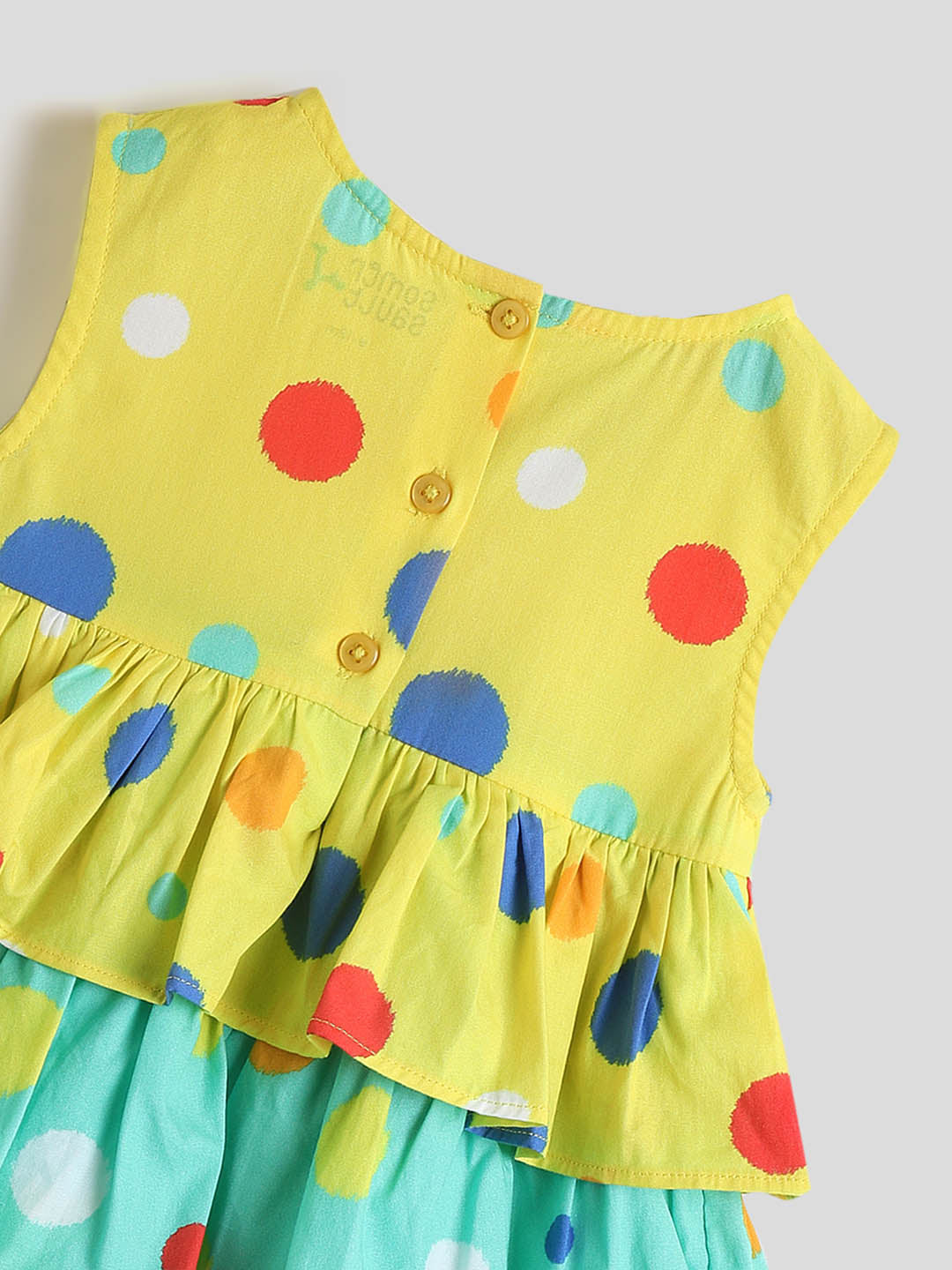 Polka Dot Tiered Cotton A-Line Dress