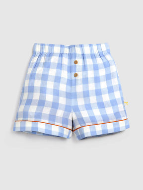 Ocean Gingham Cotton Shirt & Shorts Pyjama Set