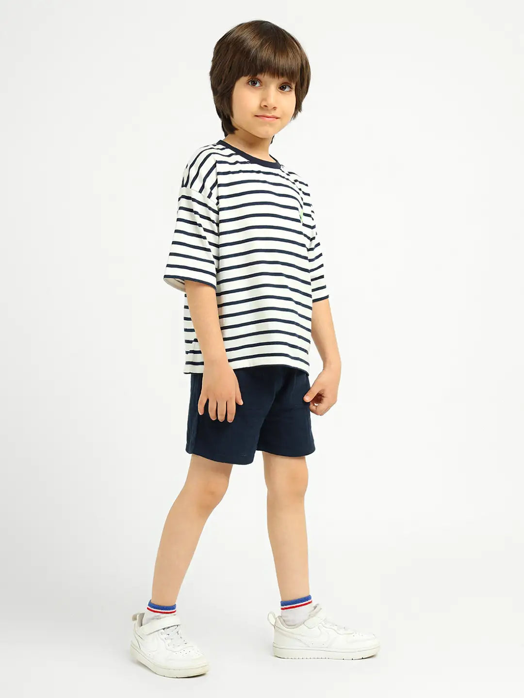 Deep Sea Striped Cotton Tee & Shorts Set