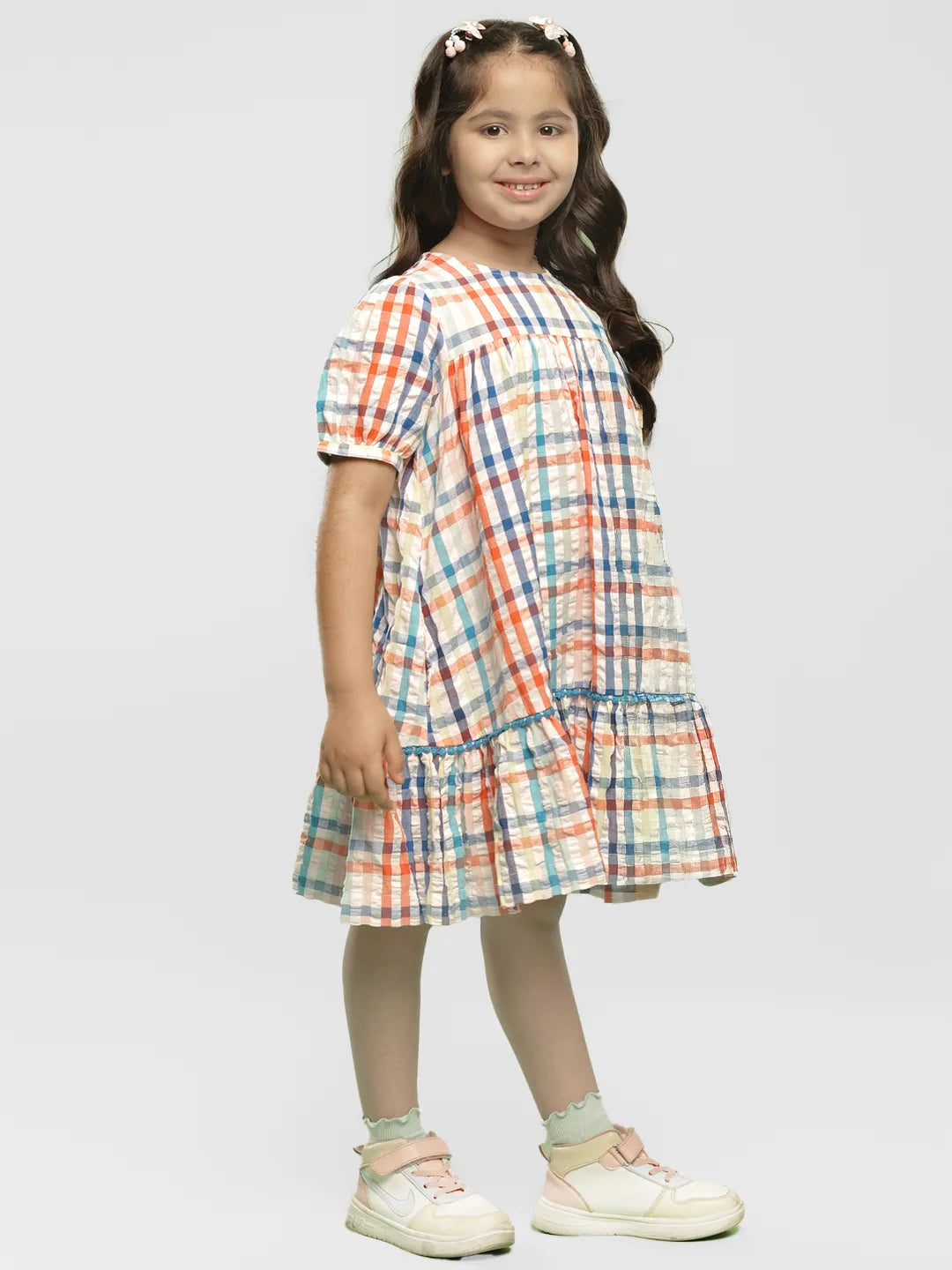 Tutti Frutti Checked Cotton Shift Dress