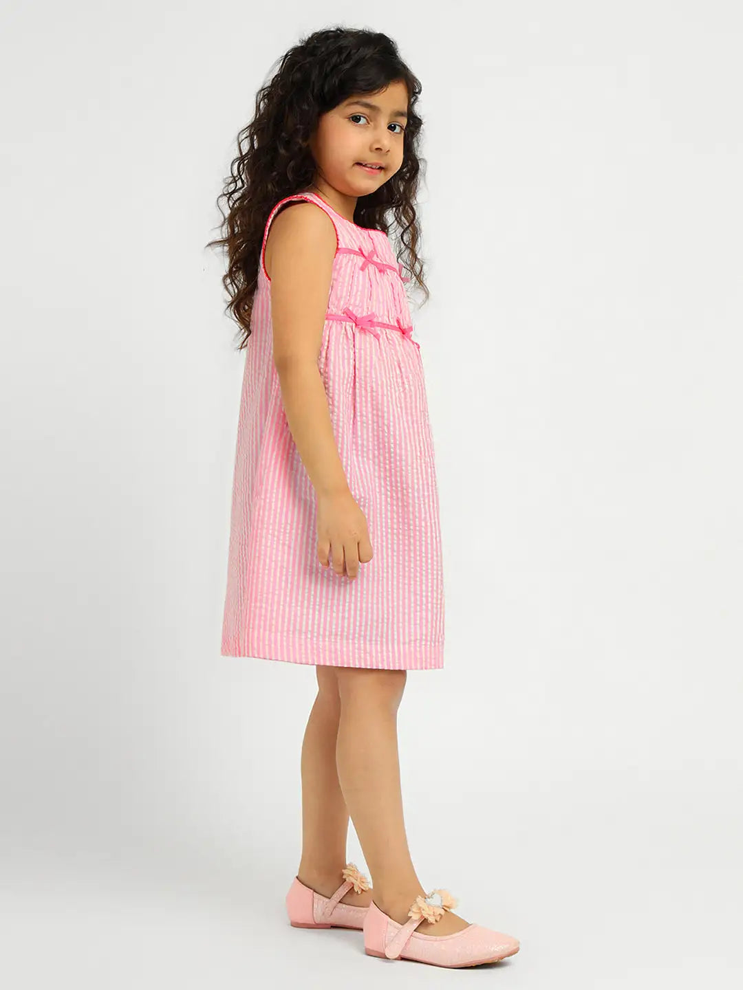 Strawberry Striped Cotton A-Line Dress