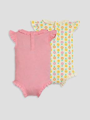 Too Sweet Ruffled Cotton Bodysuit- Pack of 2