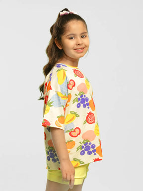 Fruity Fun Drop Shoulder Cotton Top