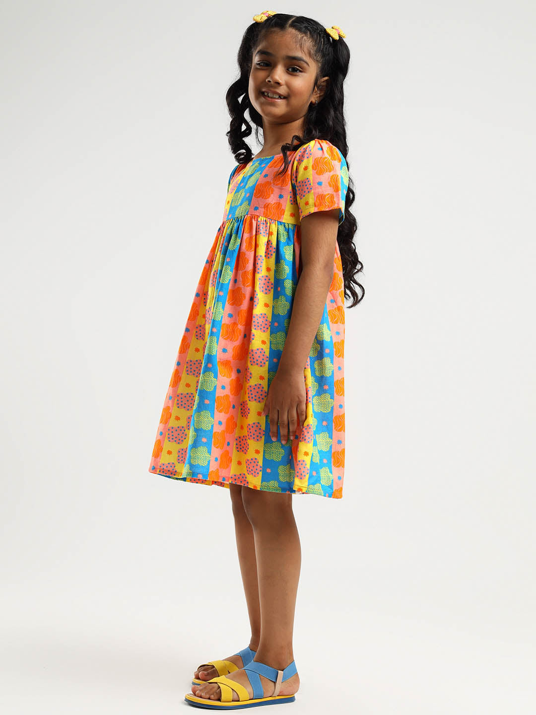 Abstract Daisy Cotton A-Line Dress