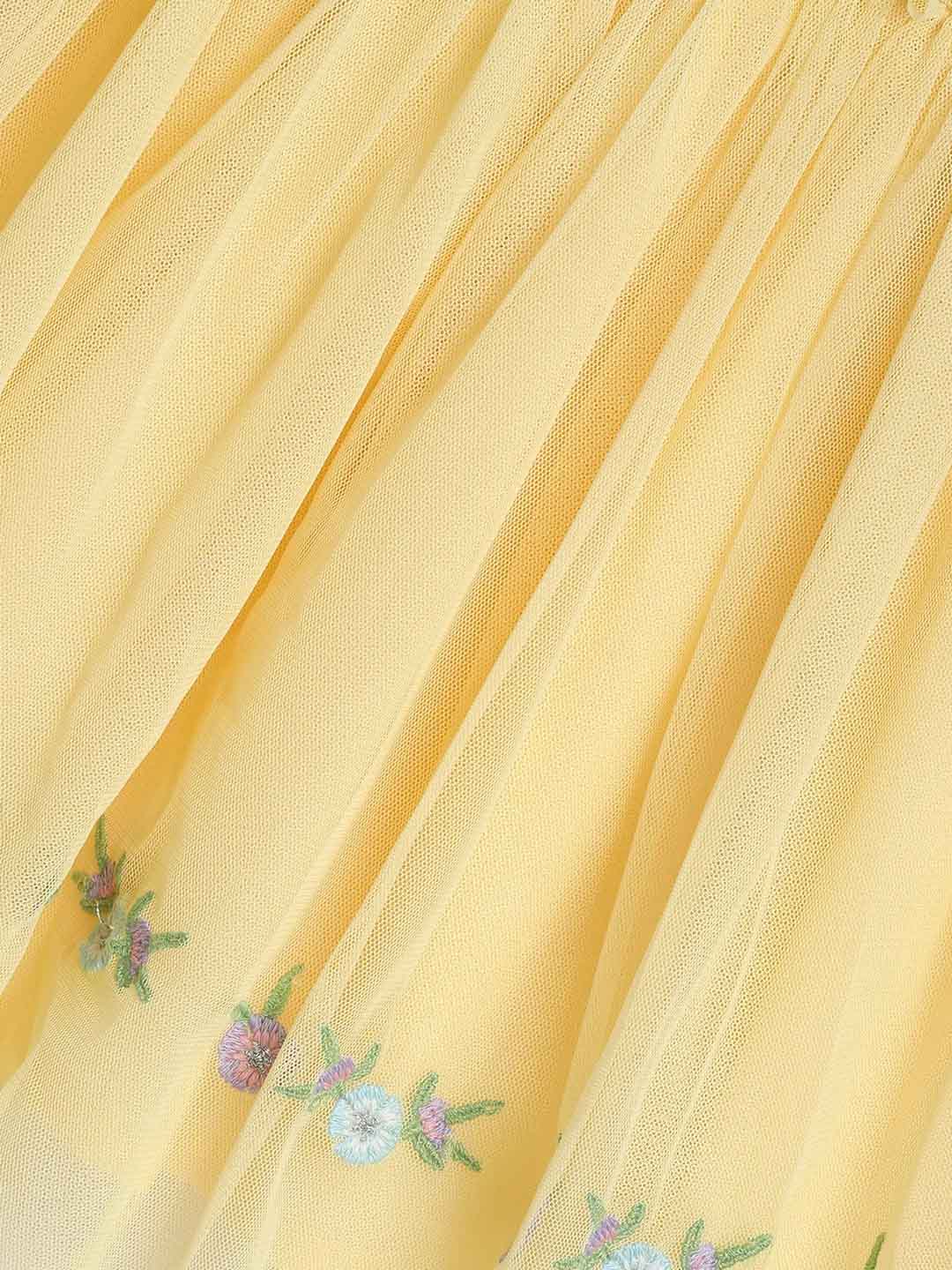 Yellow Embroidered Tulle Dress