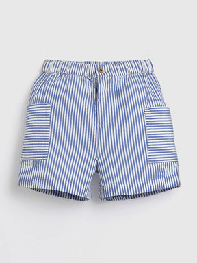 Sky Striped Cotton Shirt & Shorts Set