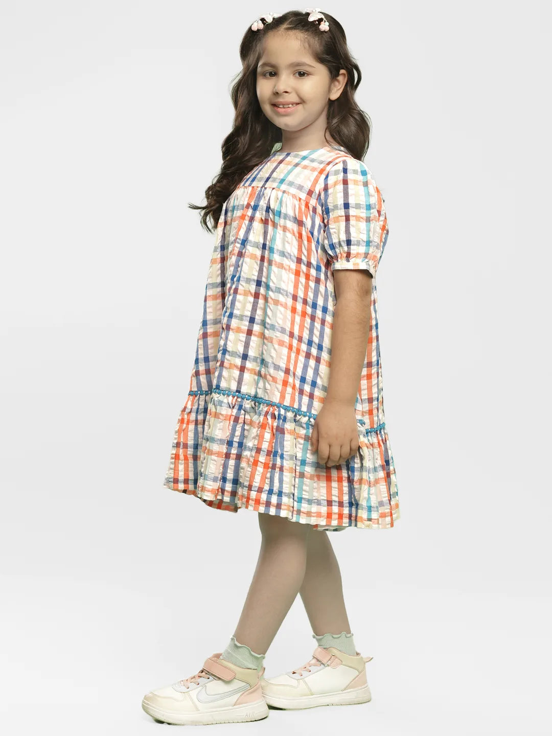 Tutti Frutti Checked Cotton Shift Dress