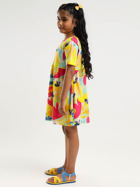 Flora Printed Cotton A-Line Dress