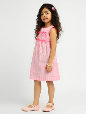 Strawberry Striped Cotton A-Line Dress