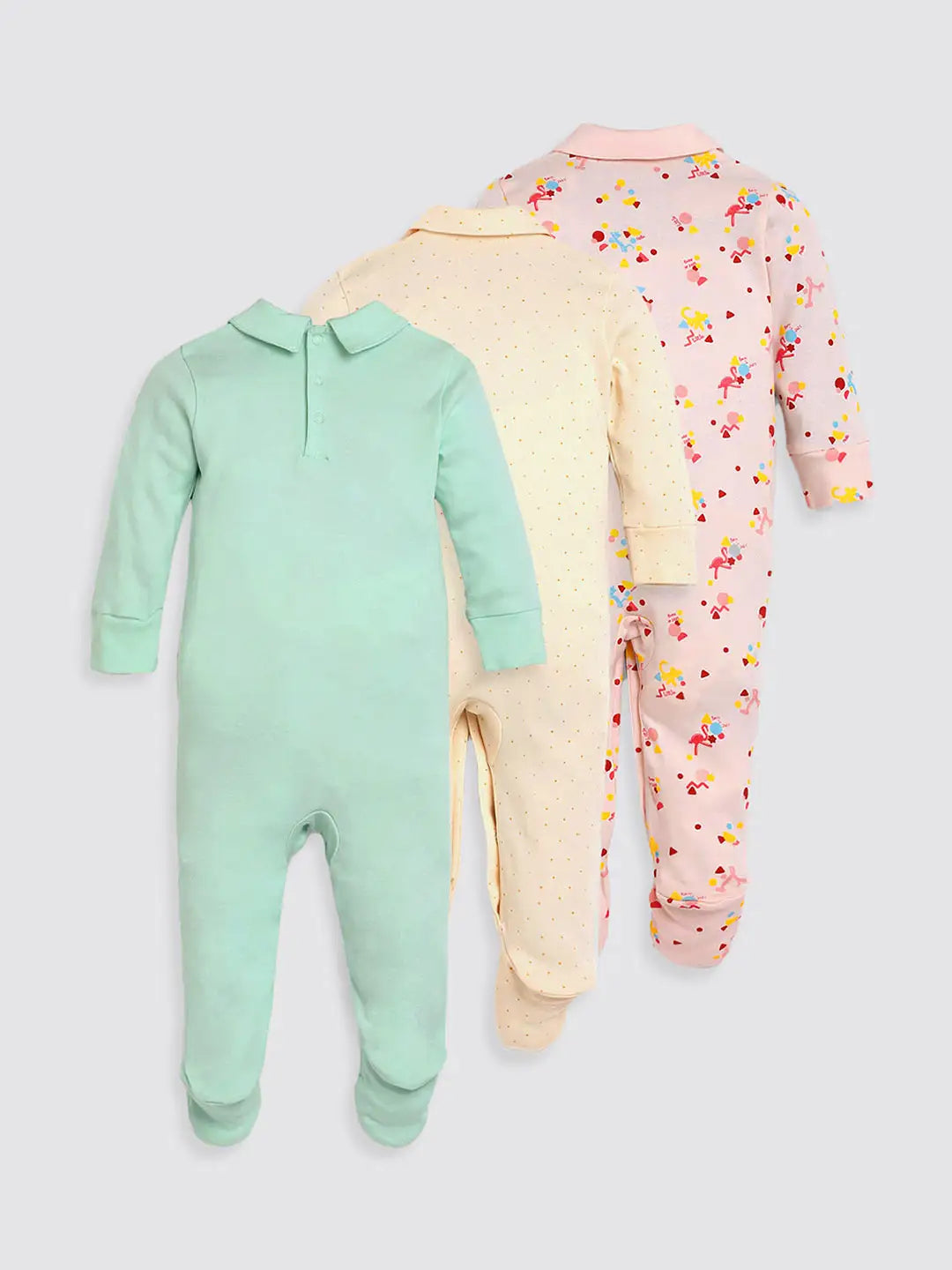 Hello Little One Footed Cotton Sleepsuit- Pack of 3