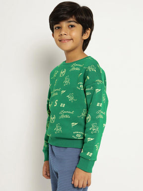 Green Athleisure Printed Sweatshirt