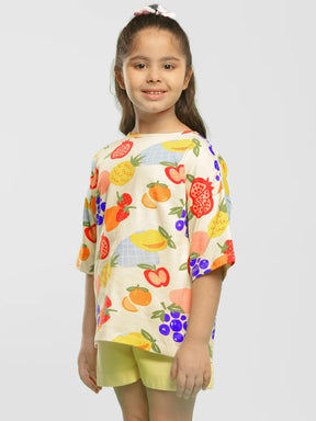 Fruity Fun Drop Shoulder Cotton Top