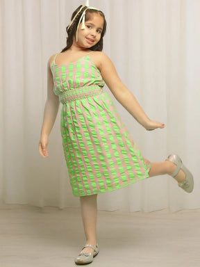 Guava Checked Cotton Fit & Flare Dress