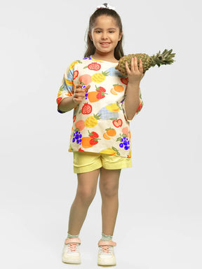 Fruity Fun Drop Shoulder Cotton Top