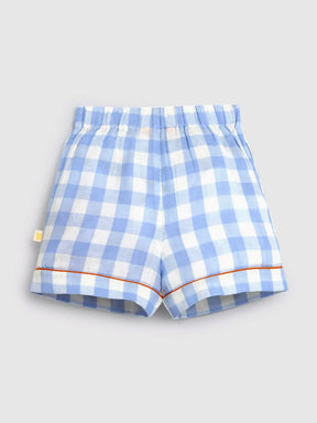 Ocean Gingham Cotton Shirt & Shorts Pyjama Set