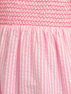 Strawberry Striped Cotton Smocked Tier Dress