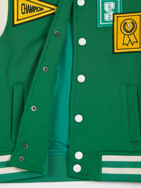 Green Champion Embroidered Varsity Jacket