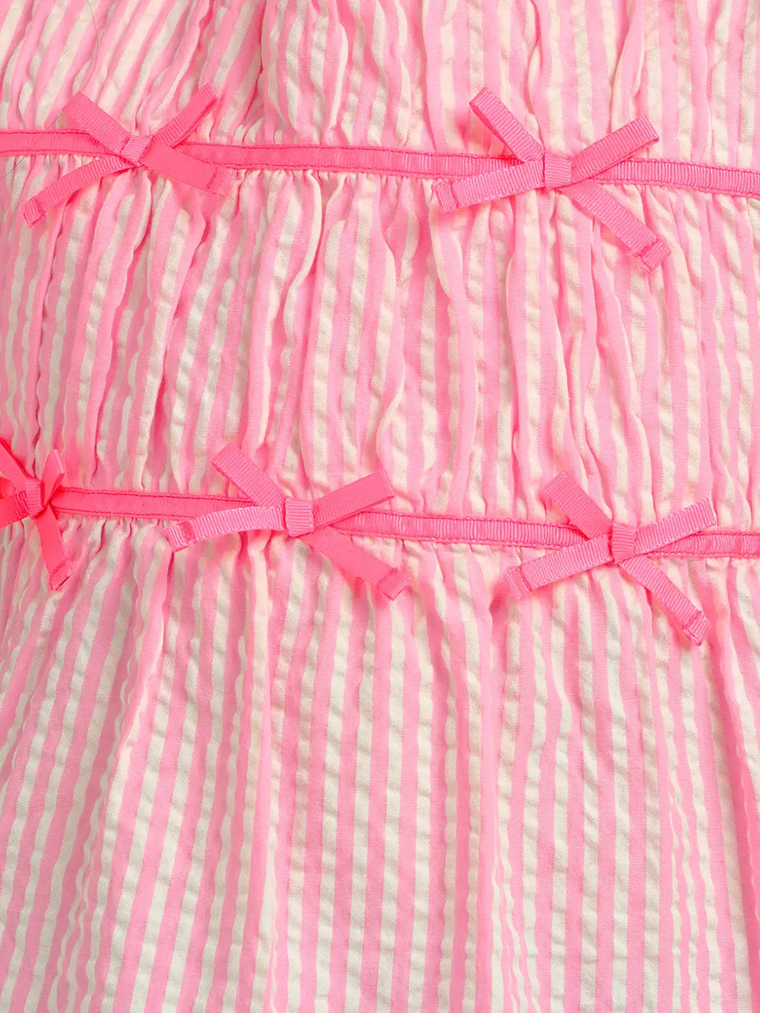 Strawberry Striped Cotton A-Line Dress