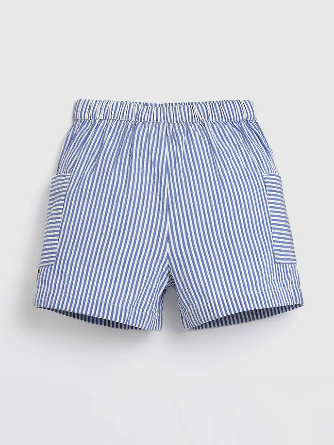 Sky Striped Cotton Shirt & Shorts Set