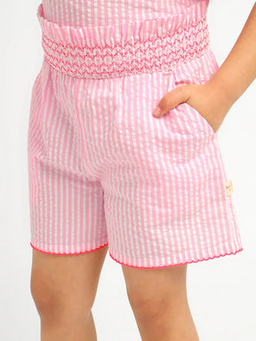 Strawberry Striped Frilly Cotton Top & Shorts Set