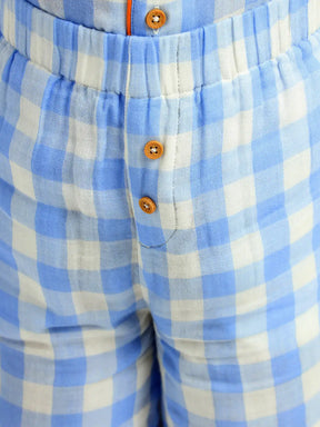 Ocean Gingham Cotton Shirt & Pants Pyjama Set