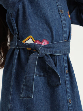 Gamer Girl Embroidered Denim Dress