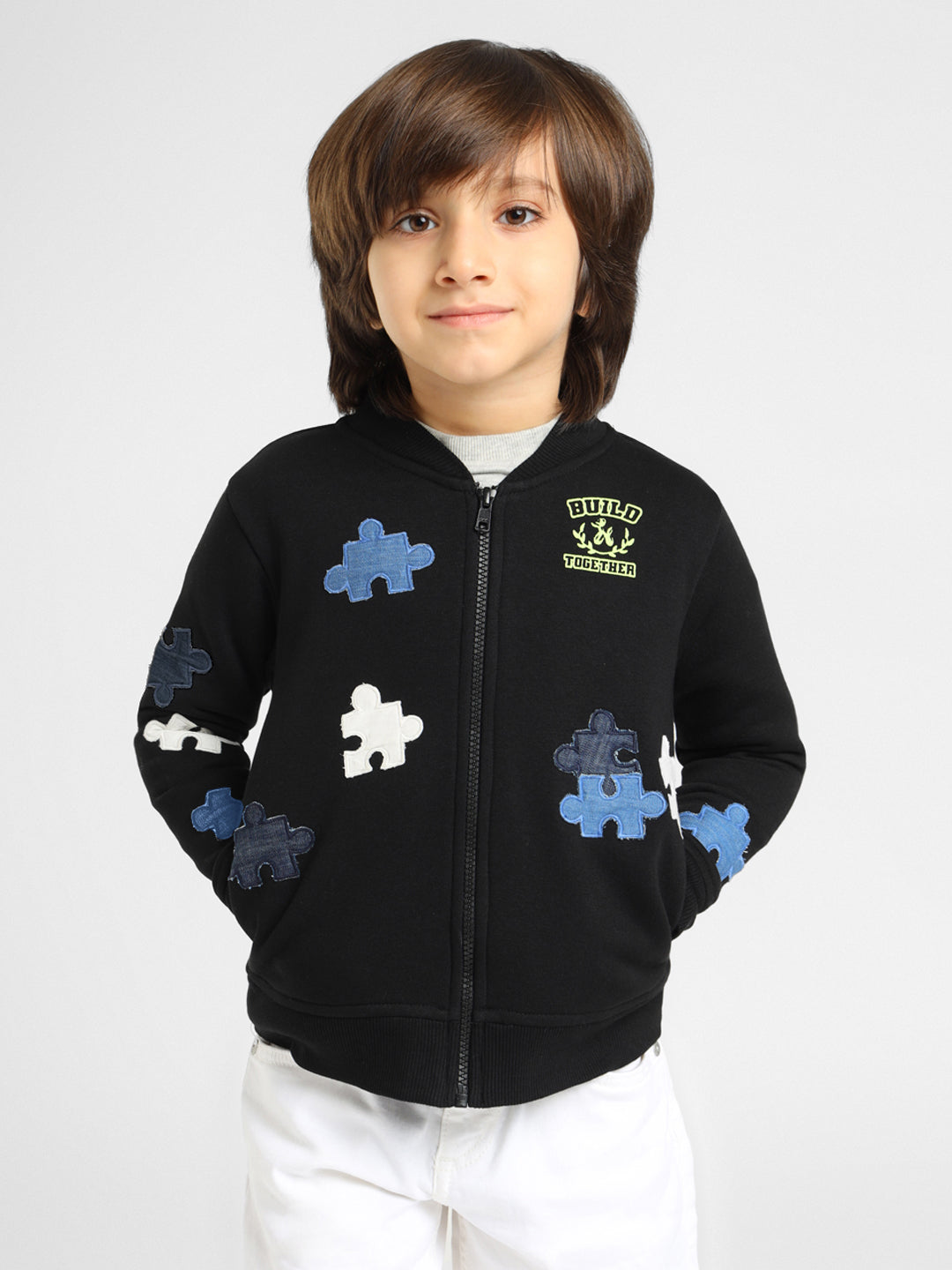 Puzzle Applique Work Bomber Jacket