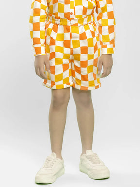 Citrus Checked Cotton Shorts