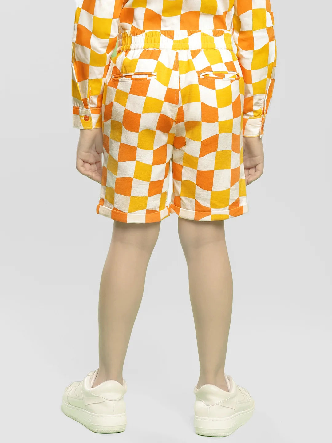 Citrus Checked Cotton Shorts