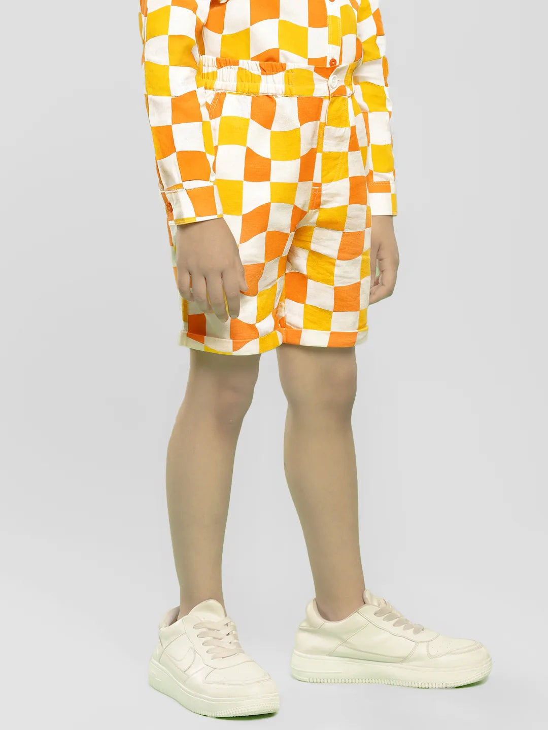 Citrus Checked Cotton Shorts