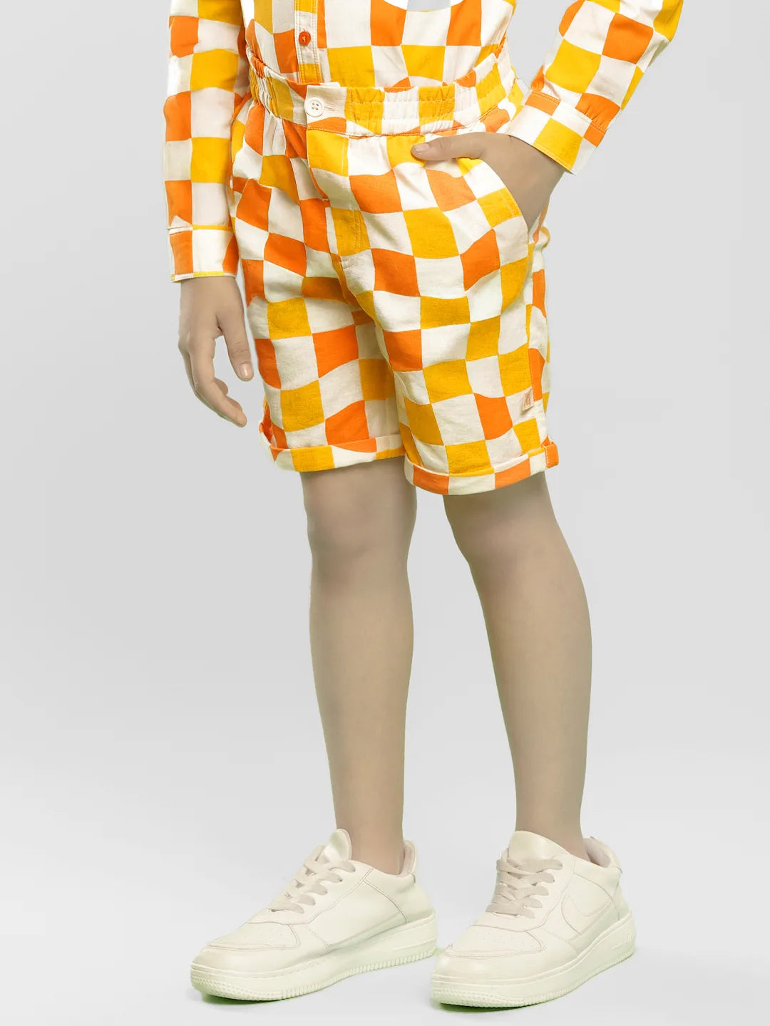 Citrus Checked Cotton Shorts