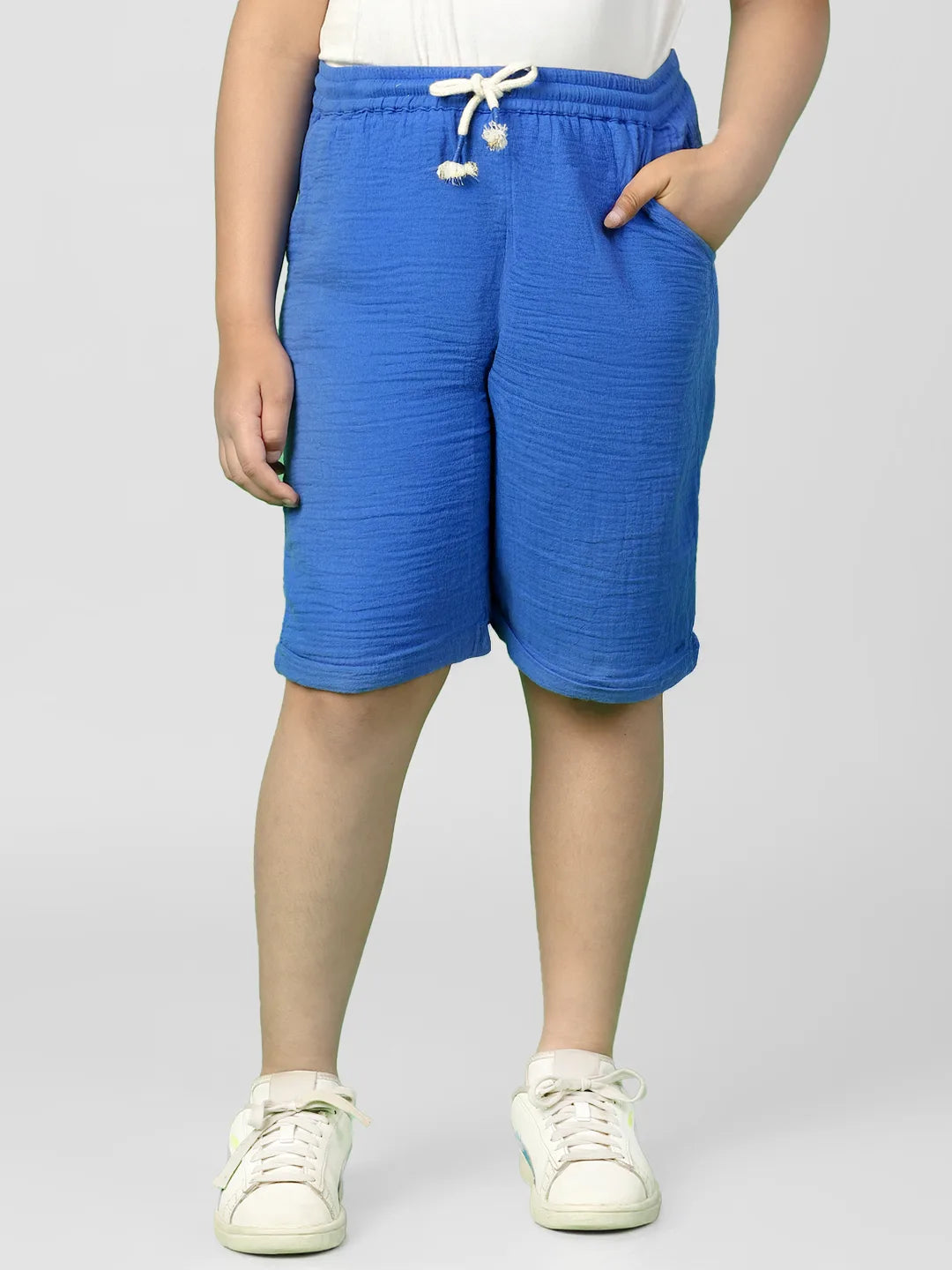 Ocean Crinkled Cotton Bermuda Shorts