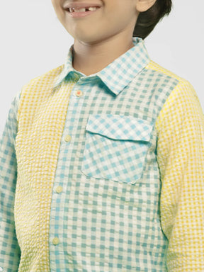 Mango Blueberry Gingham Cotton Shirt