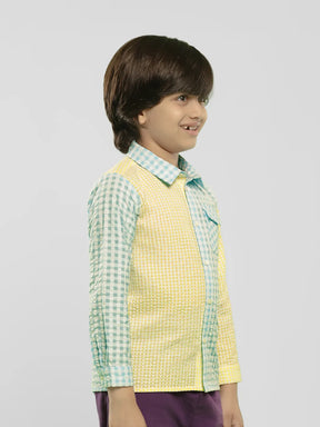 Mango Blueberry Gingham Cotton Shirt